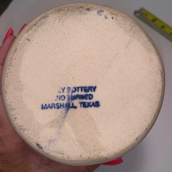 Casey Pottery Hand Turned Marshall, Texas Pitcher Blue Heart Shaped Design - Picture 8 of 8